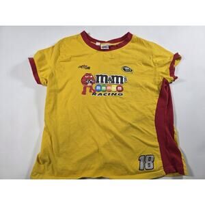 Vtg NASCAR "M&M's Racing #18 Kyle Busch" Graphic T-Shirt Yellow Womens Sz XL